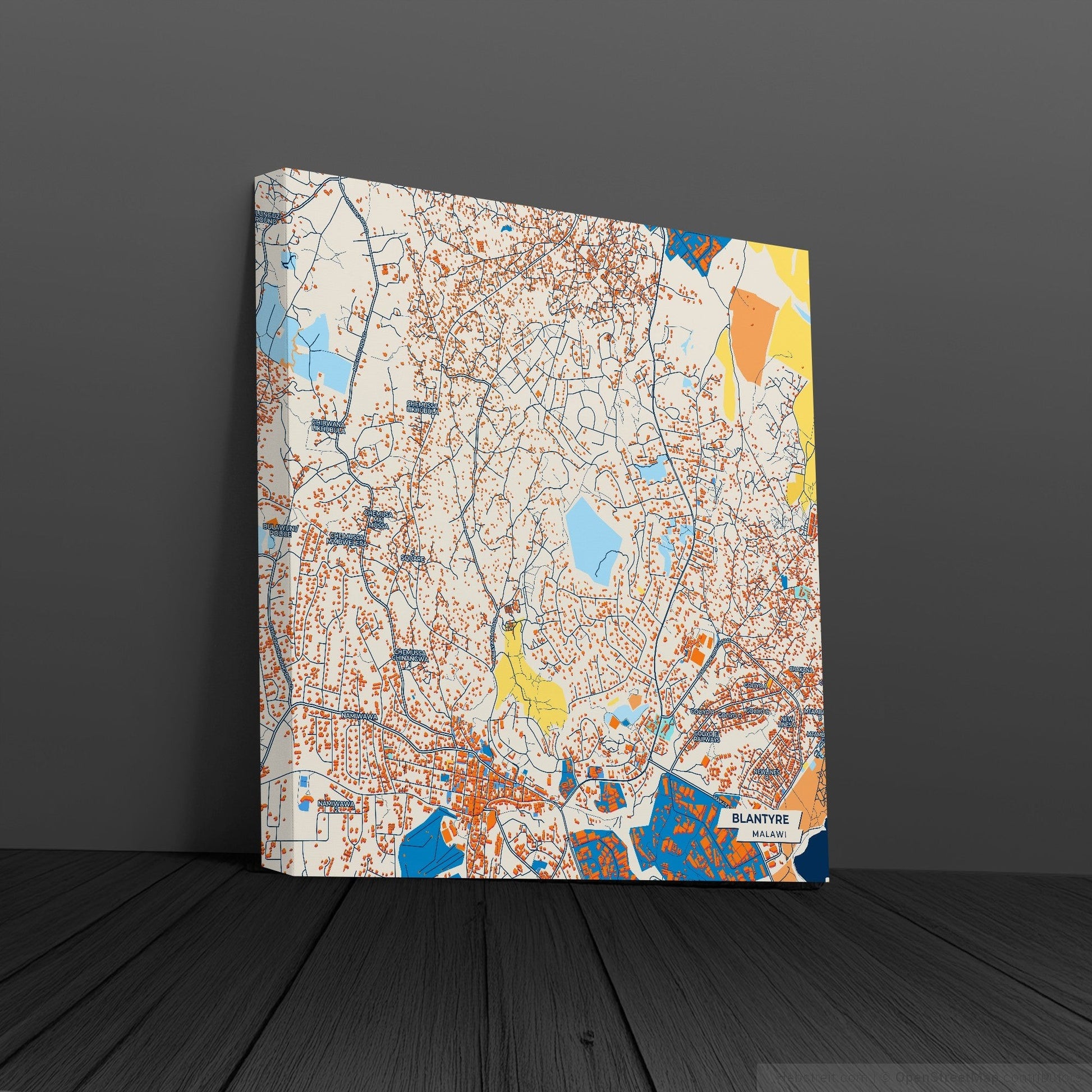 Blantyre Malawi Colorful City Map Canvas Print
