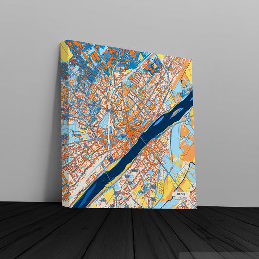Blois France Colorful City Map Canvas Print