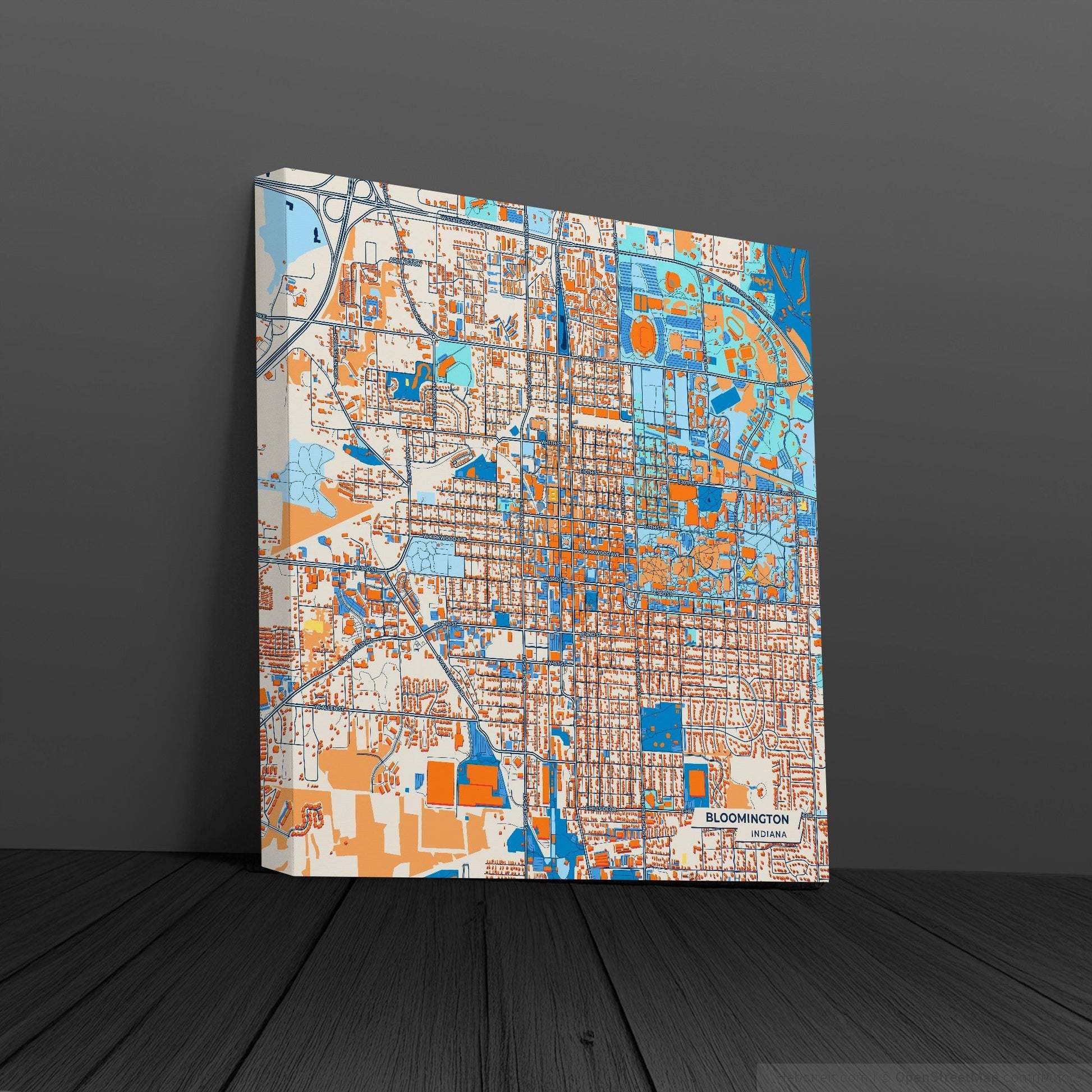Bloomington Indiana Colorful City Map Canvas Print