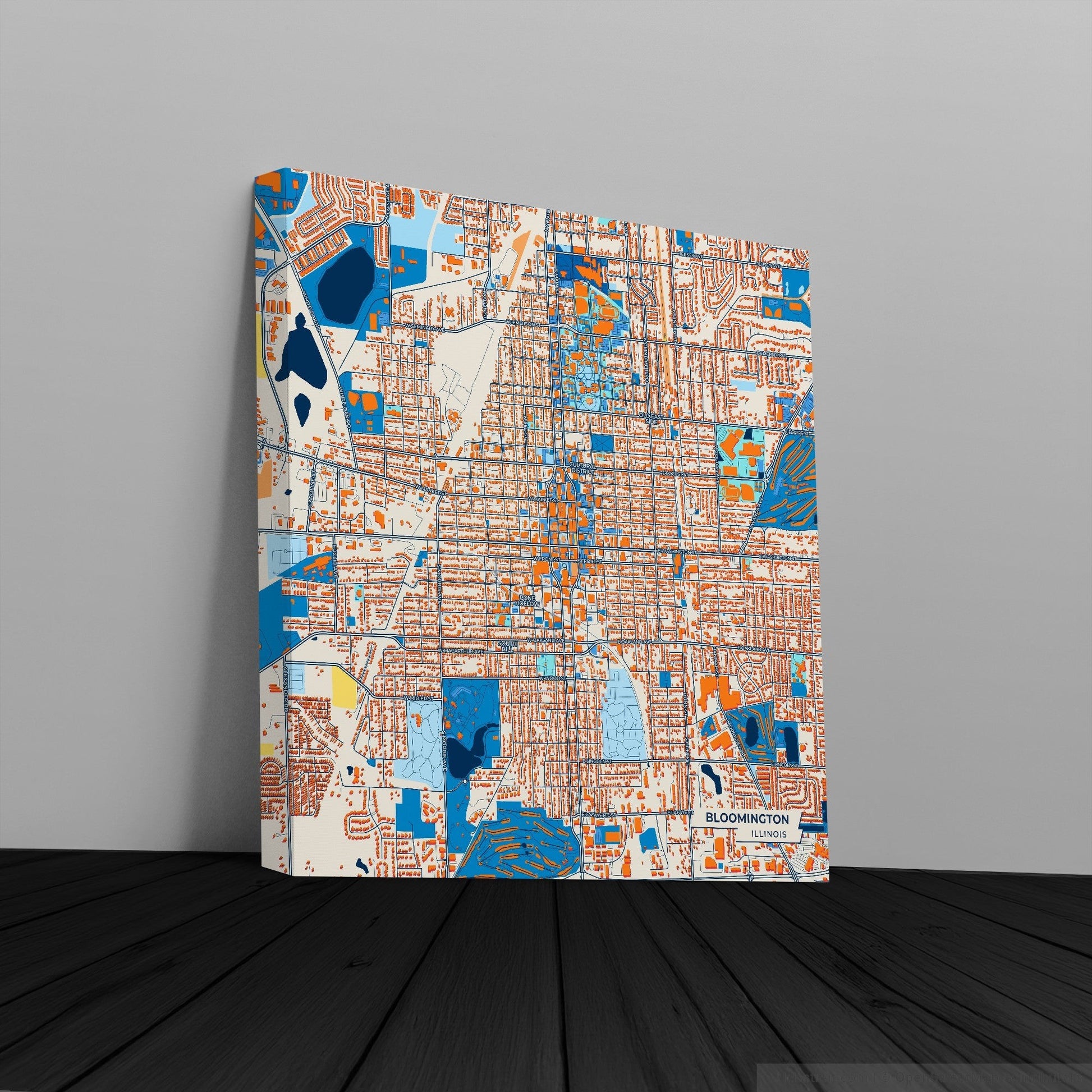 Bloomington Illinois Colorful City Map Canvas Print