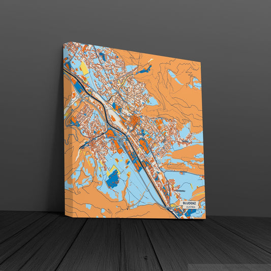 Bludenz Austria Colorful City Map Canvas Print