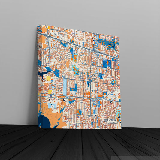 Blue Springs Missouri Colorful City Map Canvas Print