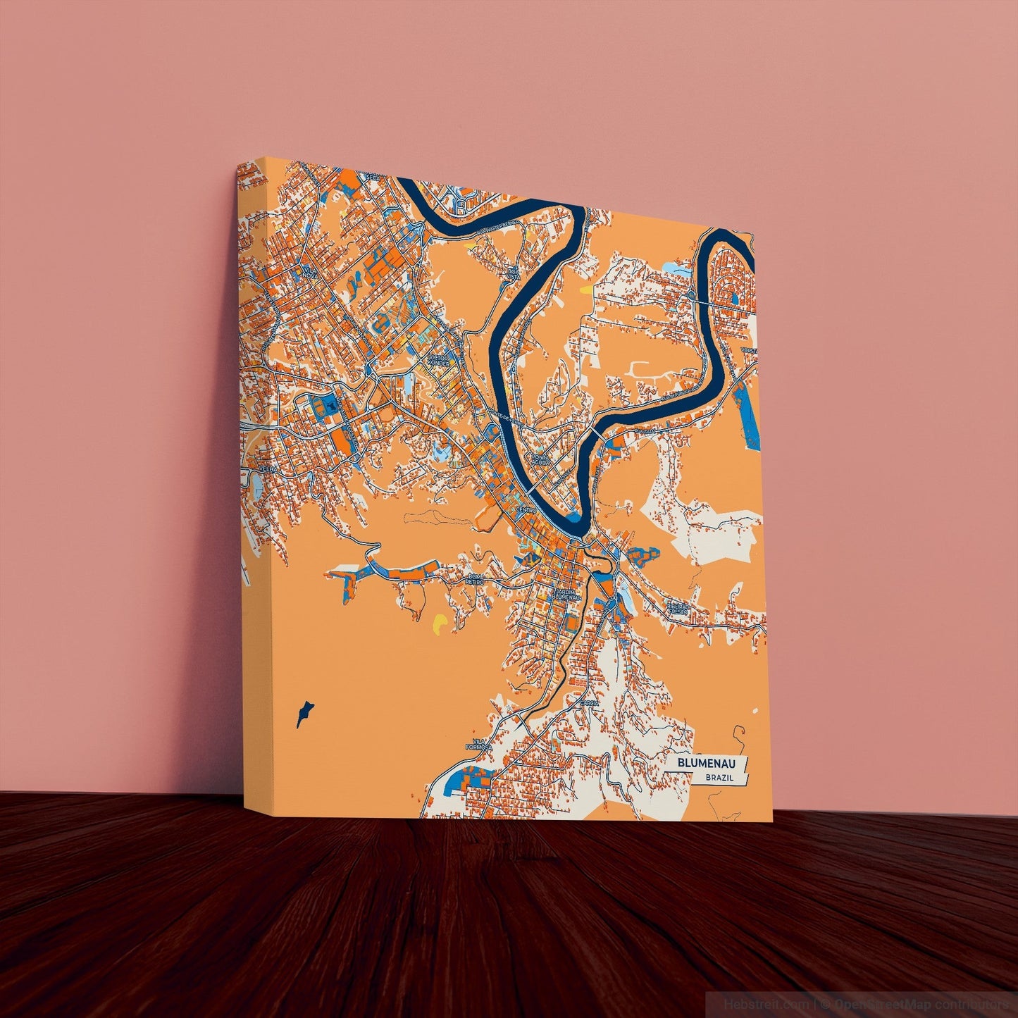 Blumenau Brazil Colorful City Map Canvas Print