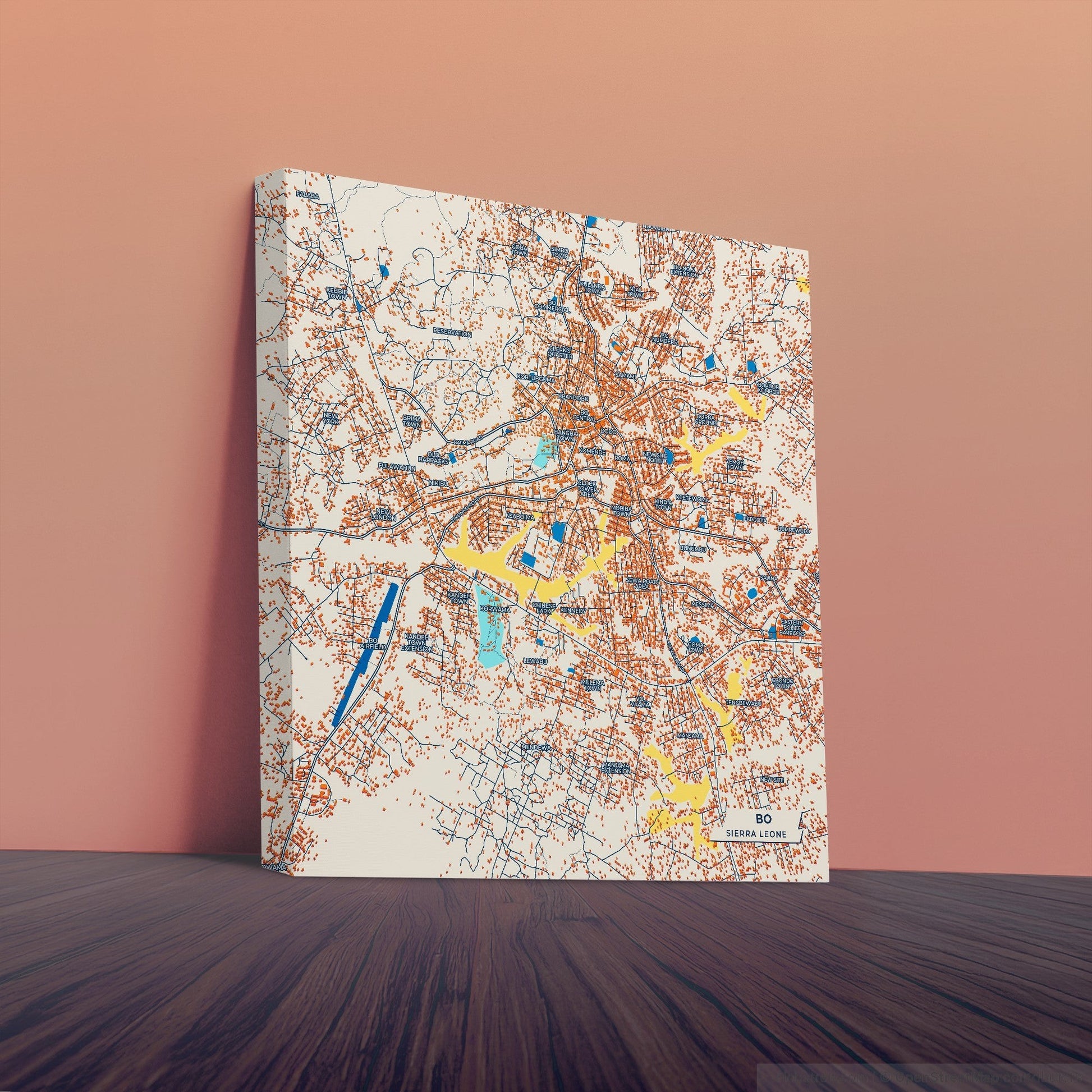Bo Sierra Leone Colorful City Map Canvas Print