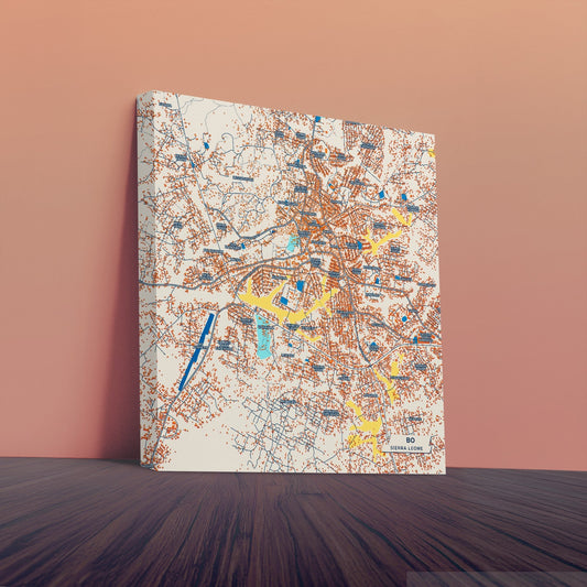 Bo Sierra Leone Colorful City Map Canvas Print