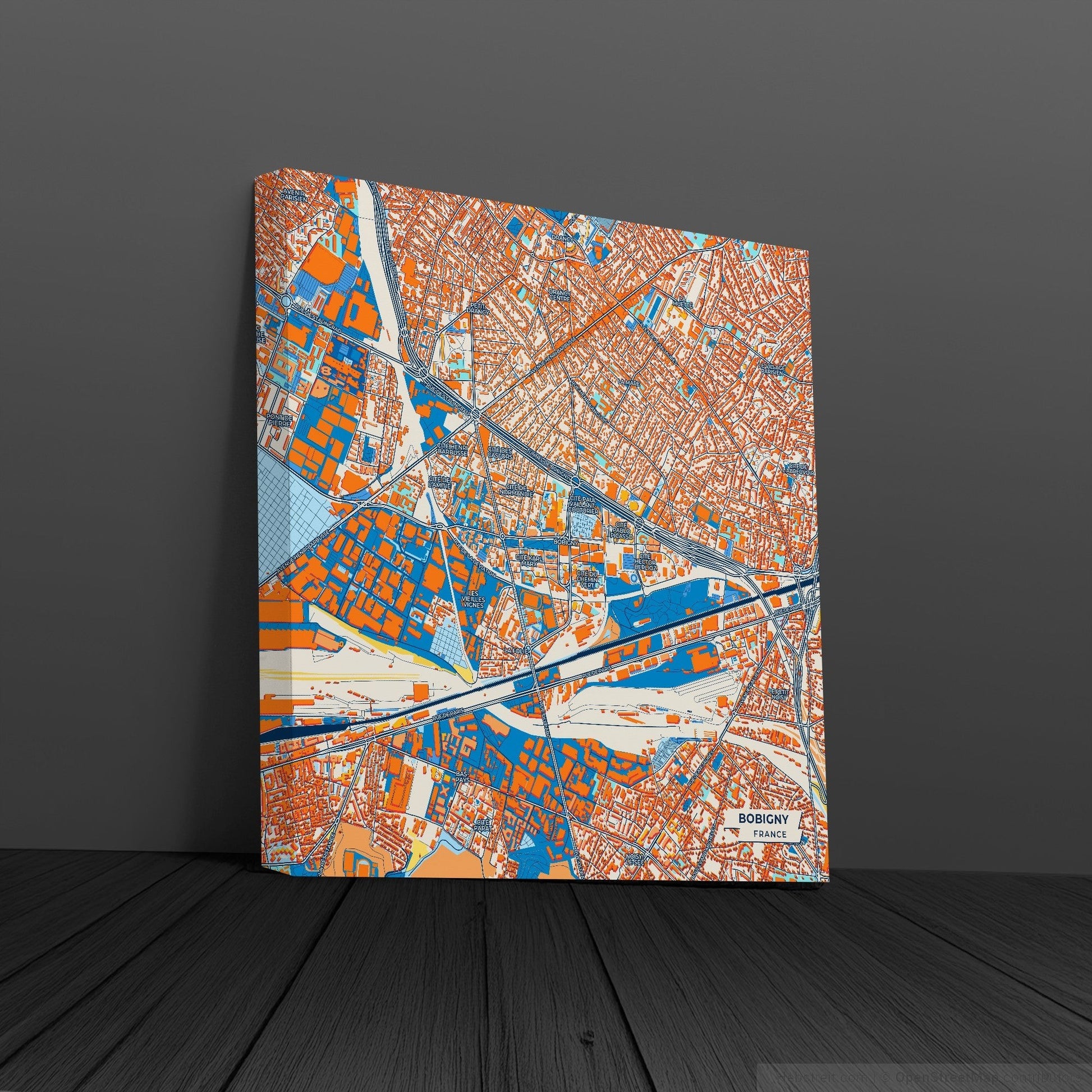 Bobigny France Colorful City Map Canvas Print