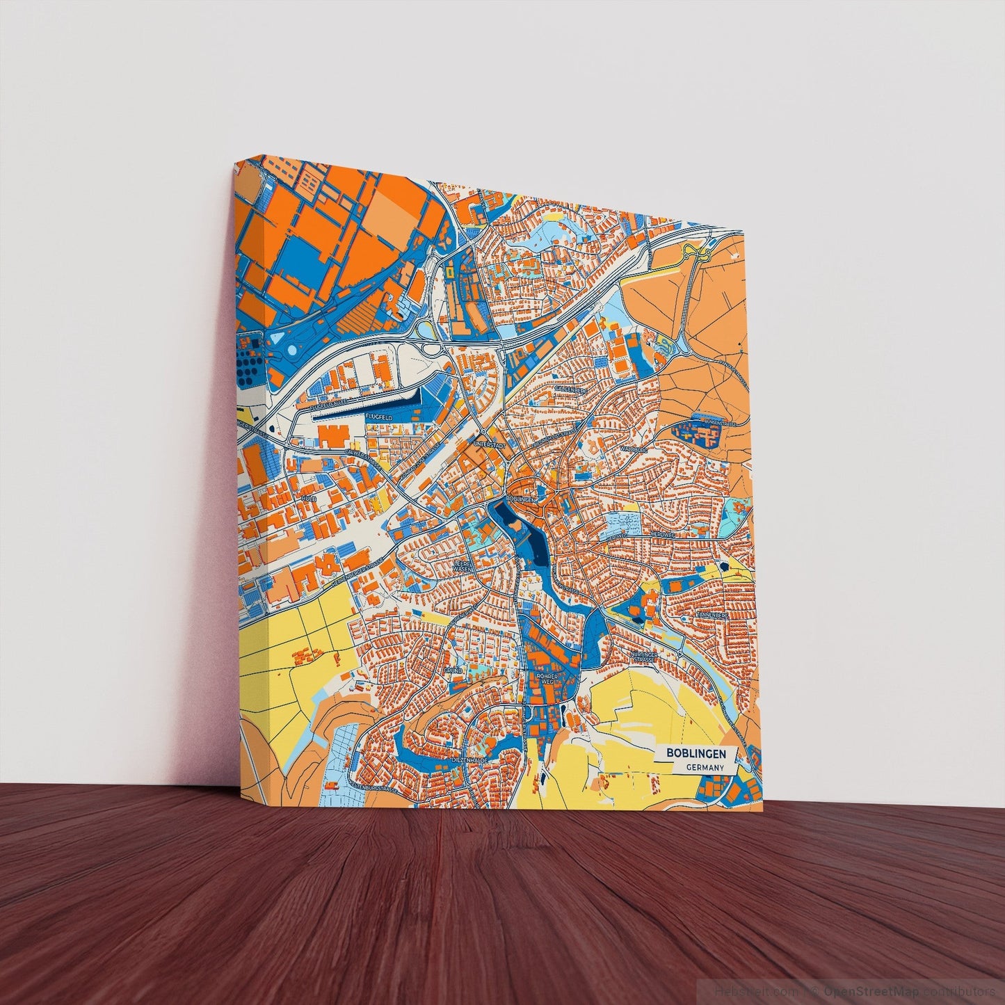 Böblingen Germany Colorful City Map Canvas Print