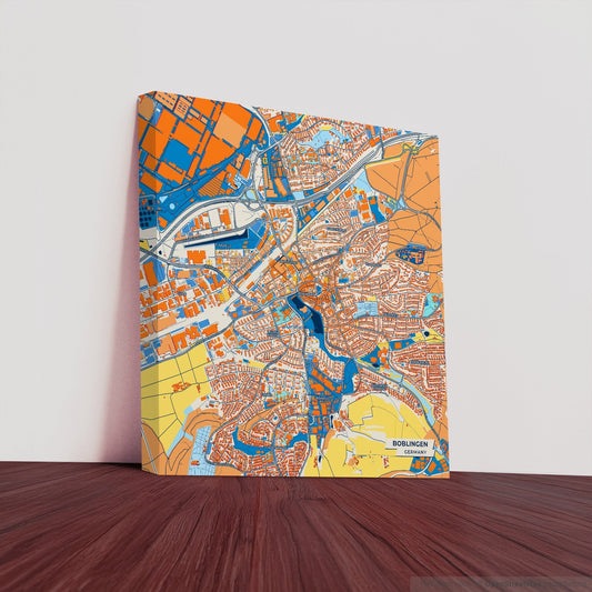 Böblingen Germany Colorful City Map Canvas Print