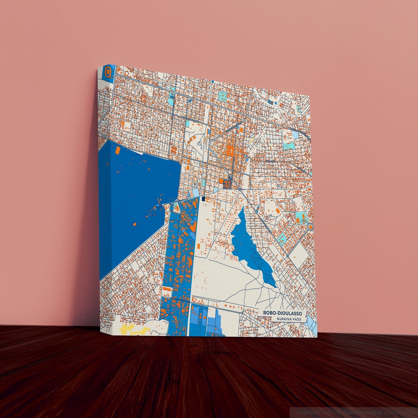Bobo-Dioulasso Burkina Faso Colorful City Map Canvas Print