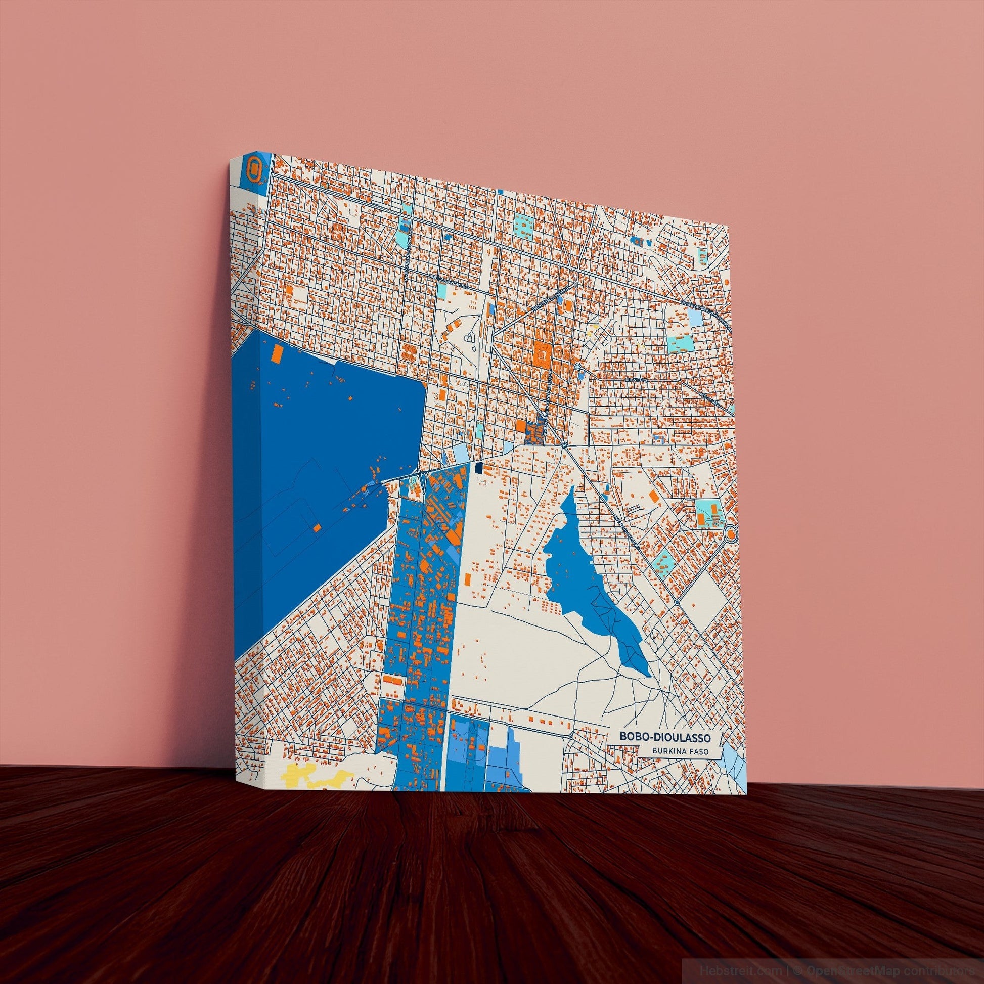 Bobo-Dioulasso Burkina Faso Colorful City Map Canvas Print