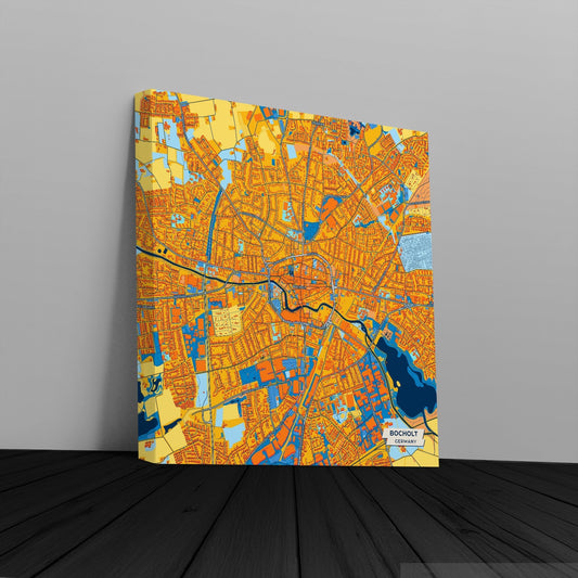 Bocholt Germany Colorful City Map Canvas Print