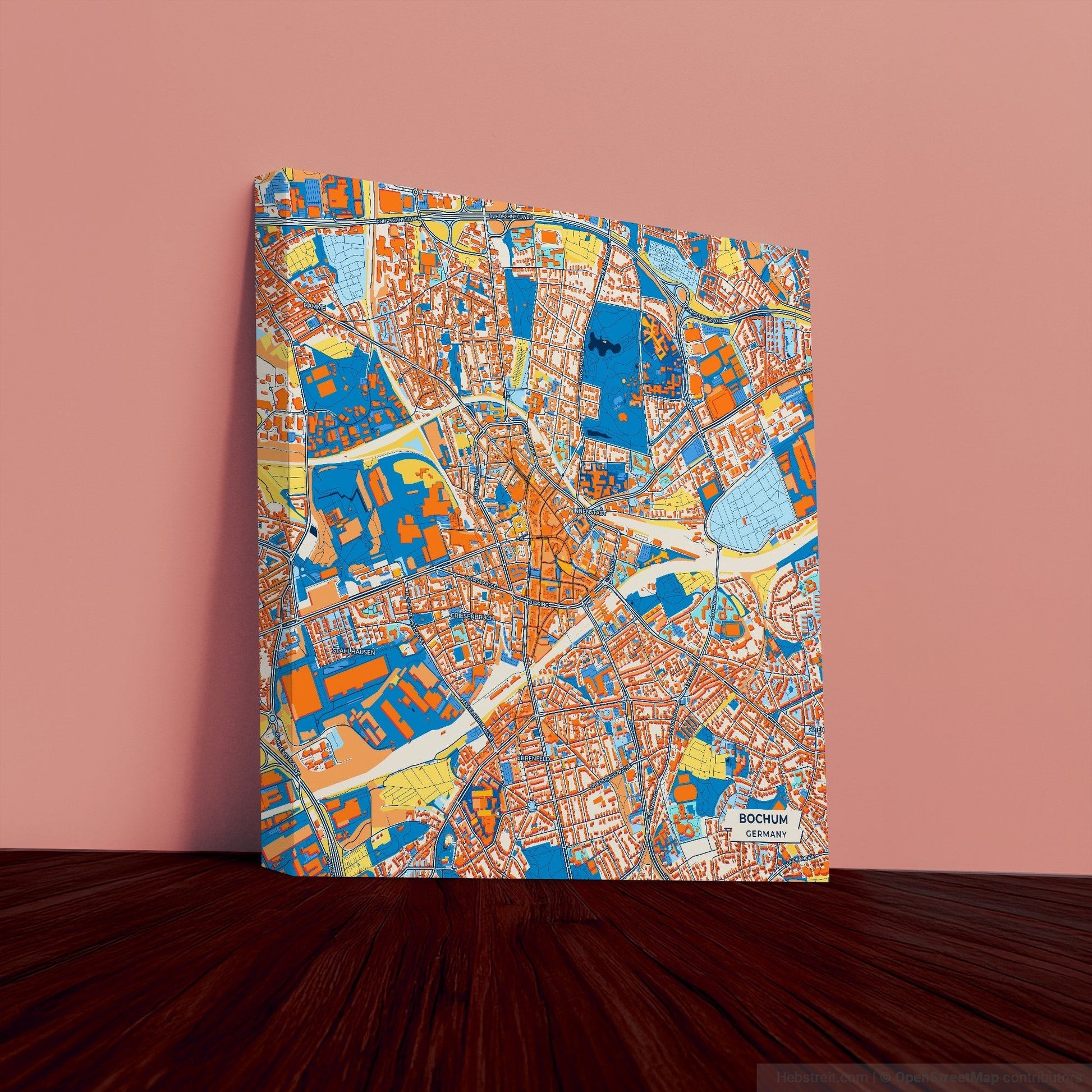 Bochum Germany Colorful City Map Canvas Print