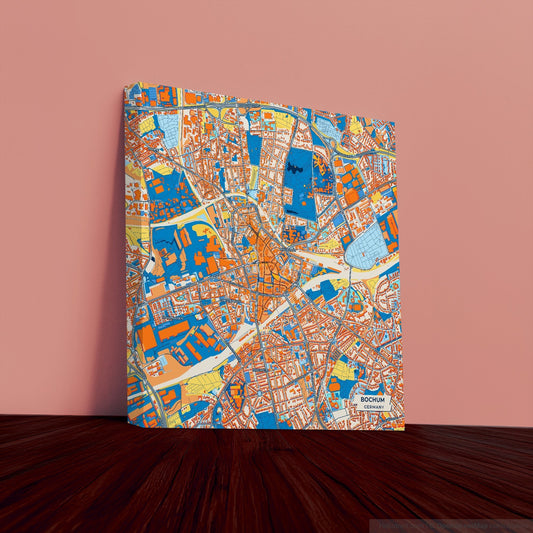 Bochum Germany Colorful City Map Canvas Print