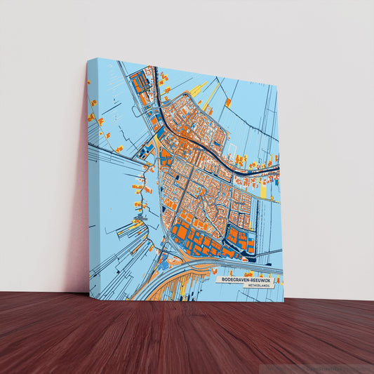 Bodegraven-Reeuwijk Netherlands Colorful City Map Canvas Print
