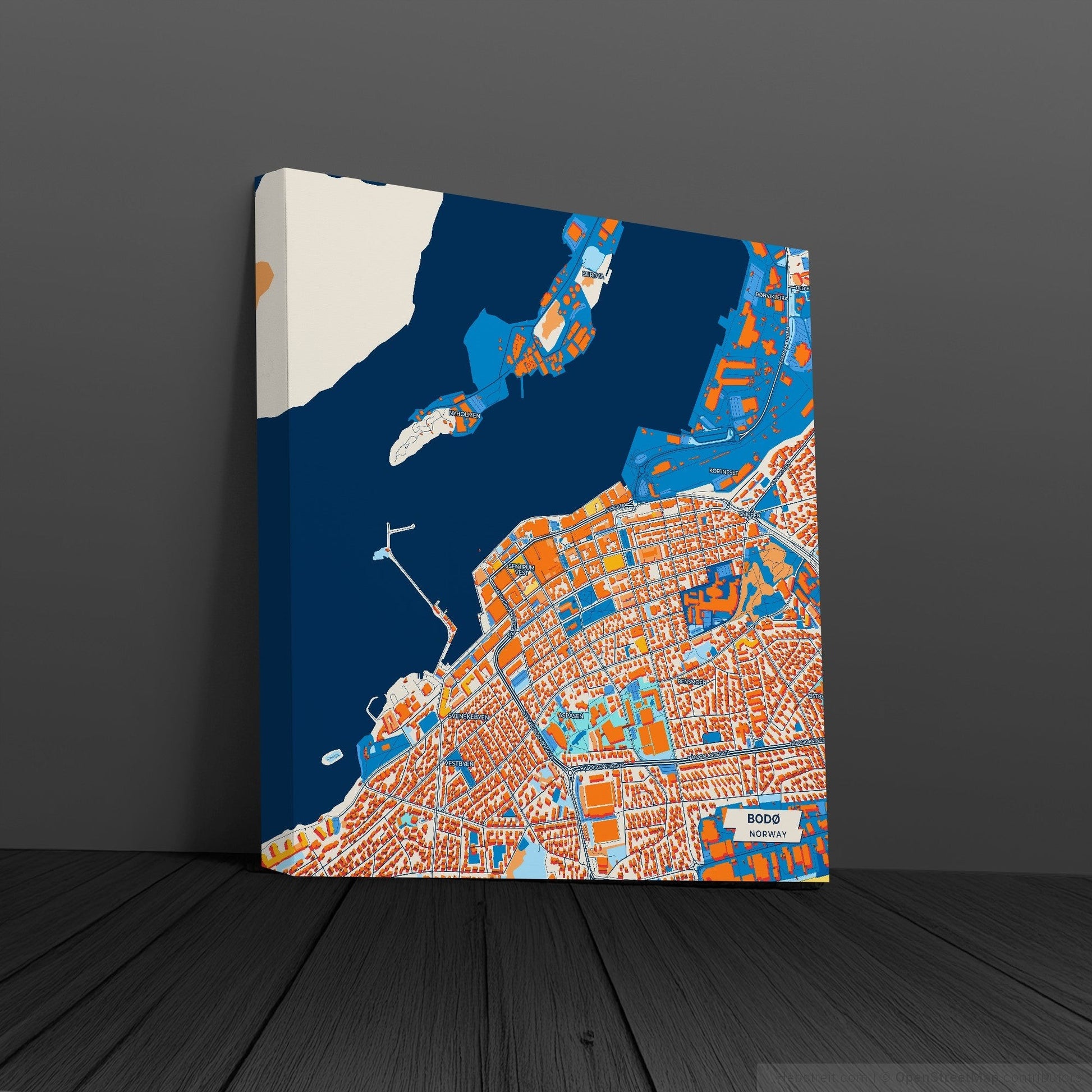 Bodø Norway Colorful City Map Canvas Print
