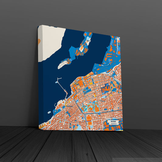 Bodø Norway Colorful City Map Canvas Print