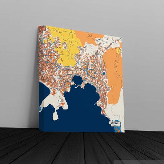 Bodrum Turkey Colorful City Map Canvas Print