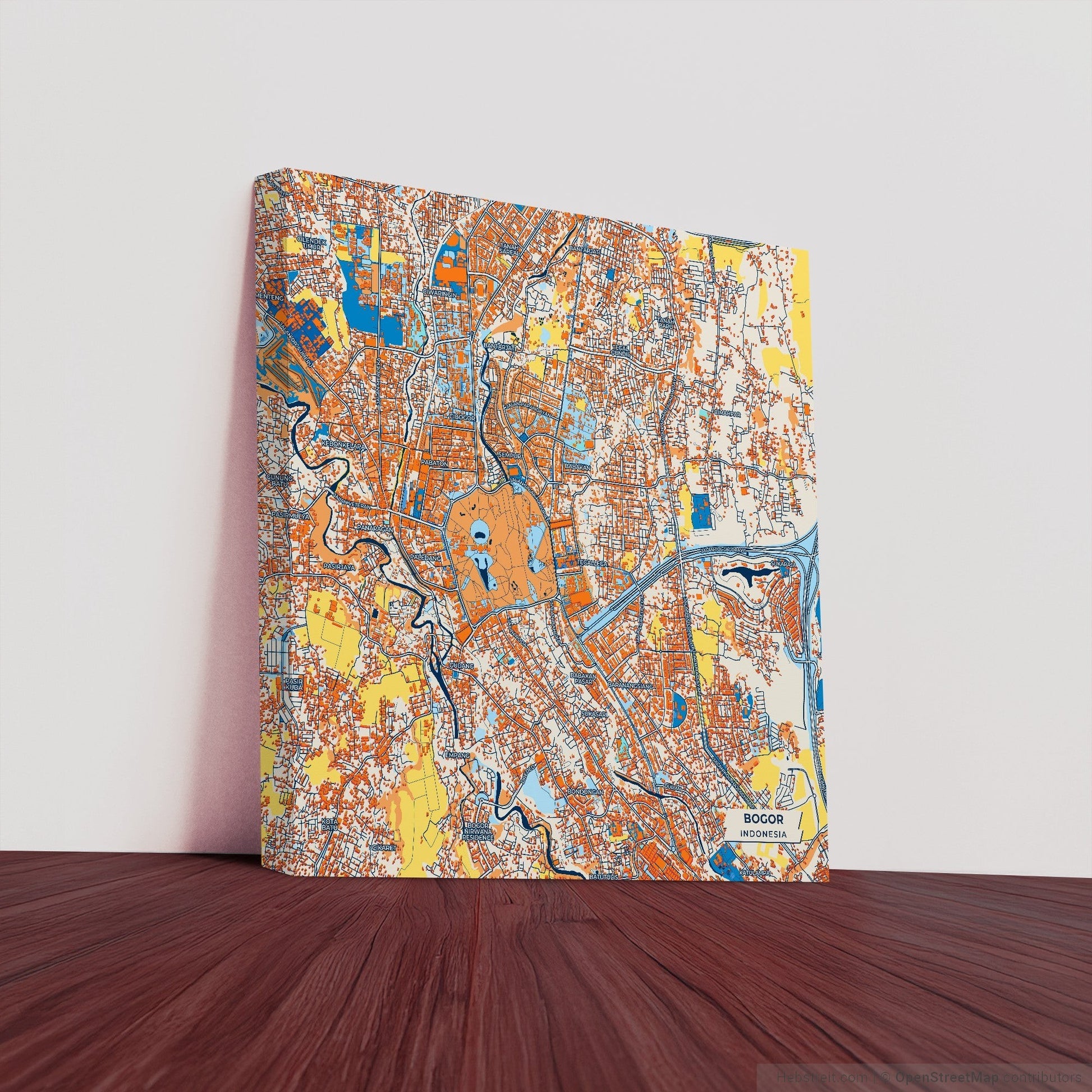 Bogor Indonesia Colorful City Map Canvas Print