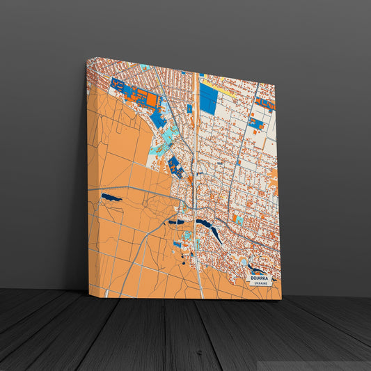 Боярка Ukraine Colorful City Map Canvas Print