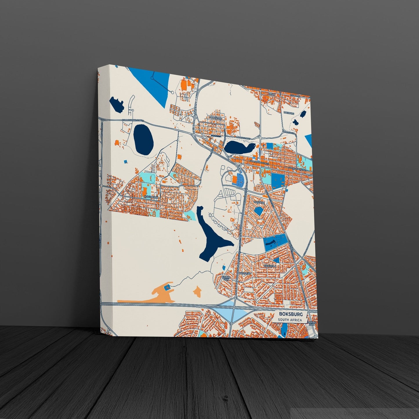 Boksburg South Africa Colorful City Map Canvas Print