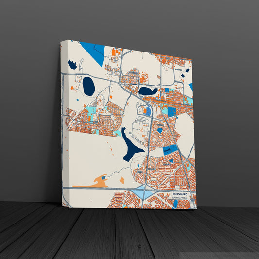 Boksburg South Africa Colorful City Map Canvas Print