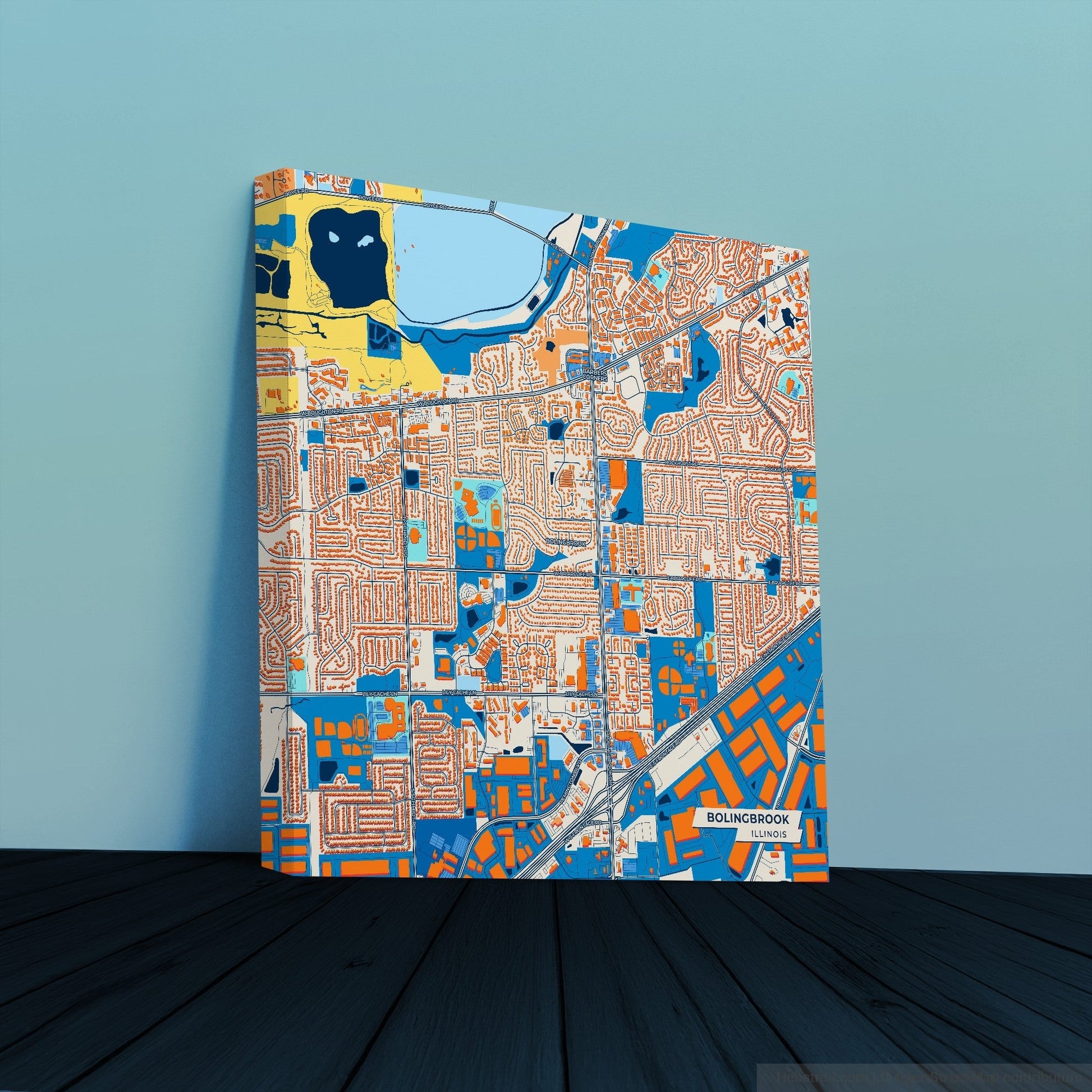Bolingbrook Illinois Colorful City Map Canvas Print