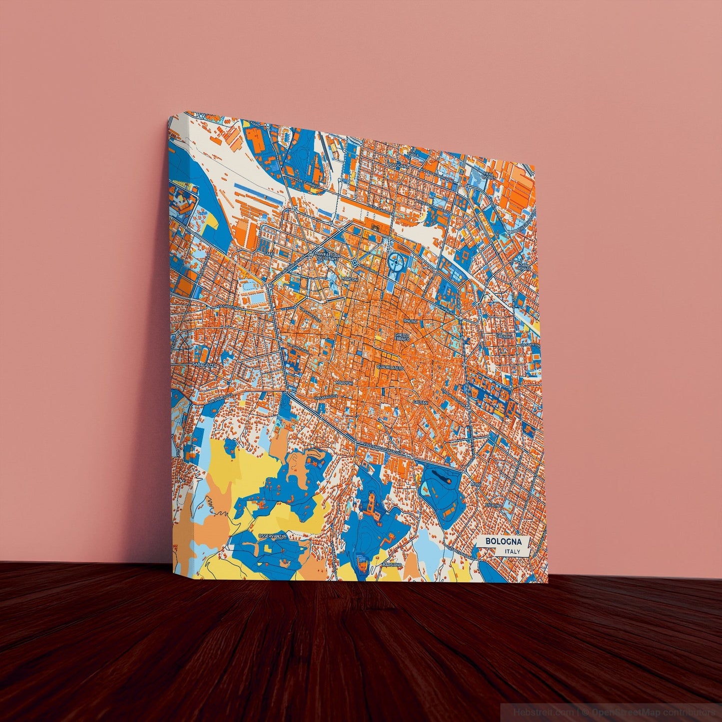 Bologna  Italy Colorful City Map Canvas Print