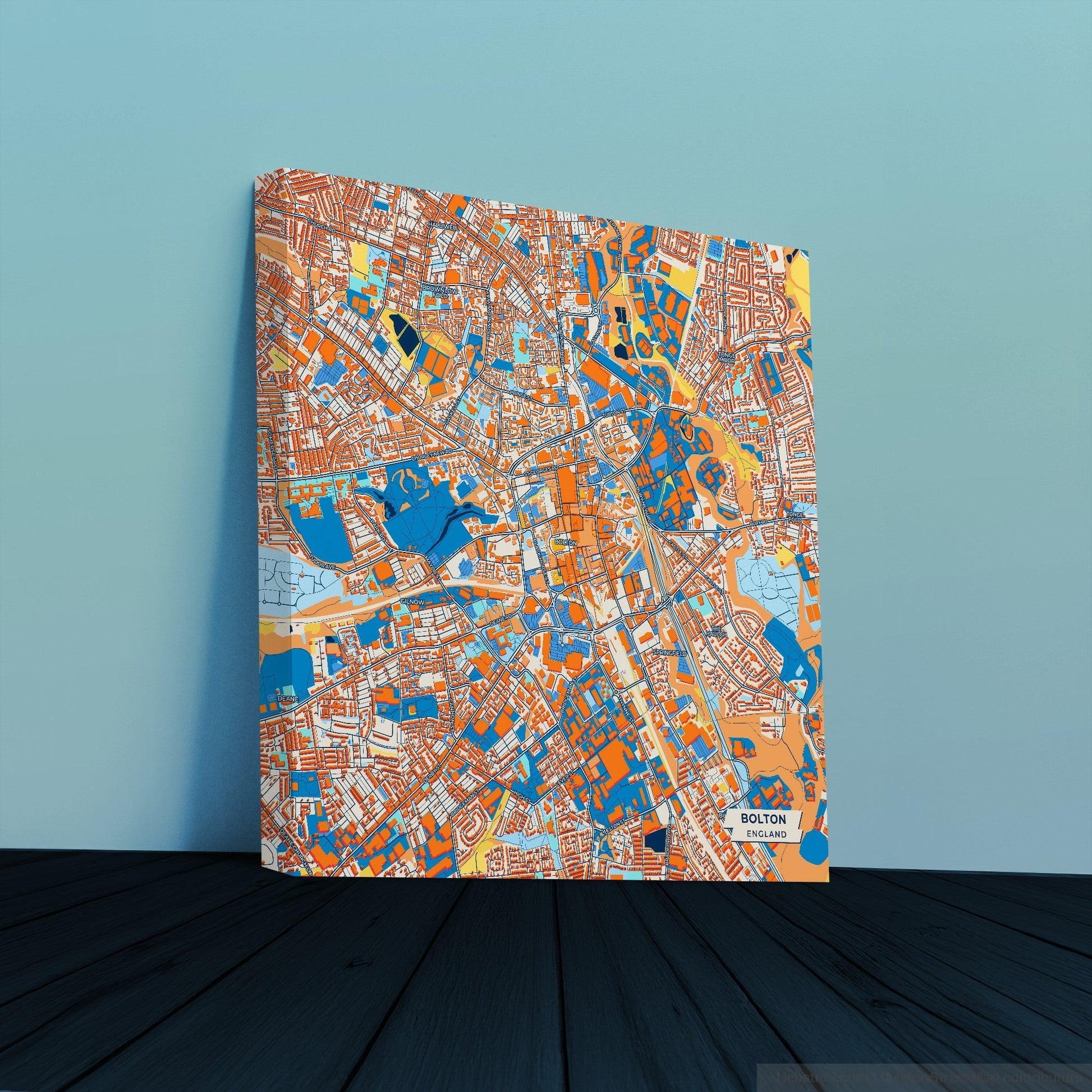 Bolton England Colorful City Map Canvas Print