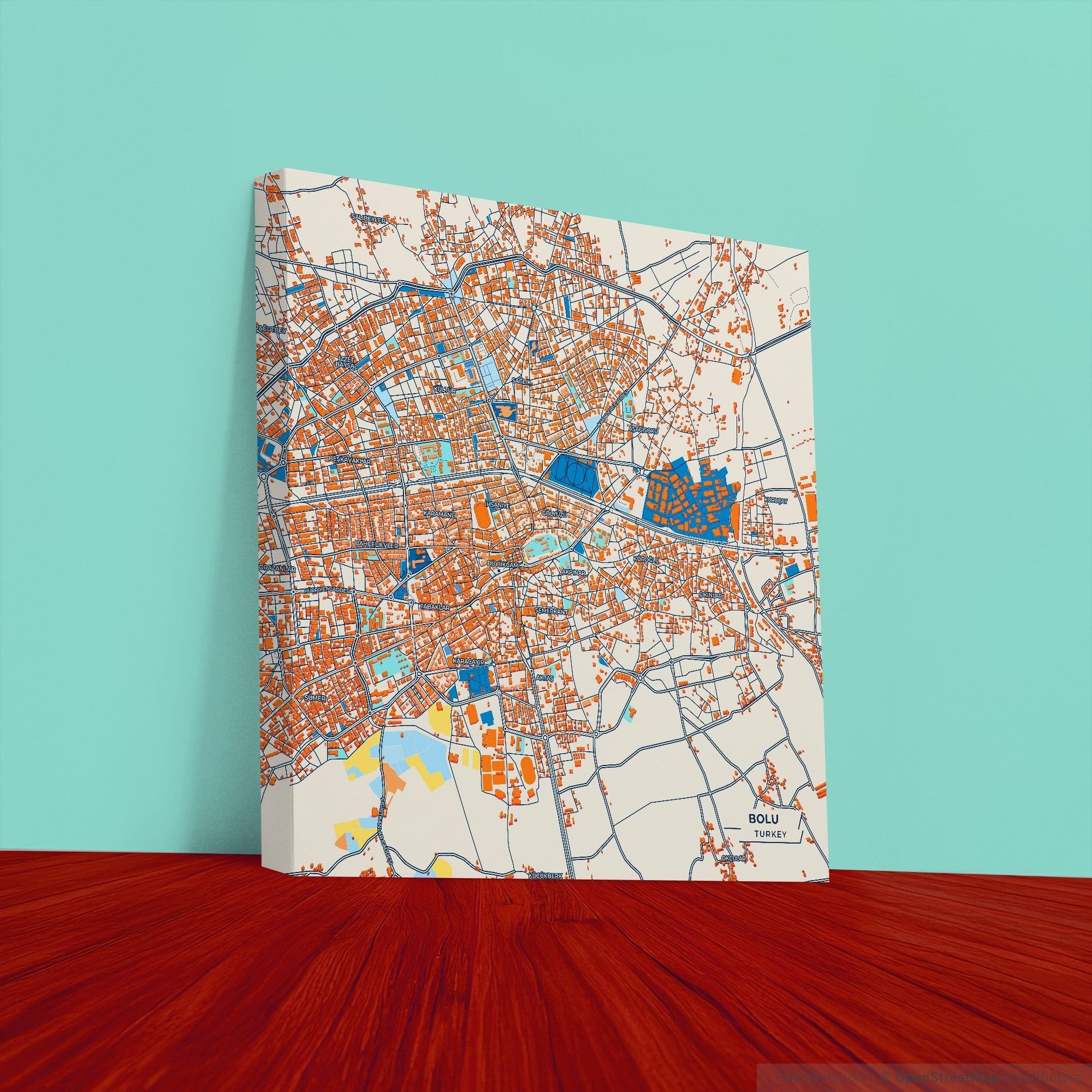 Bolu Turkey Colorful City Map Canvas Print