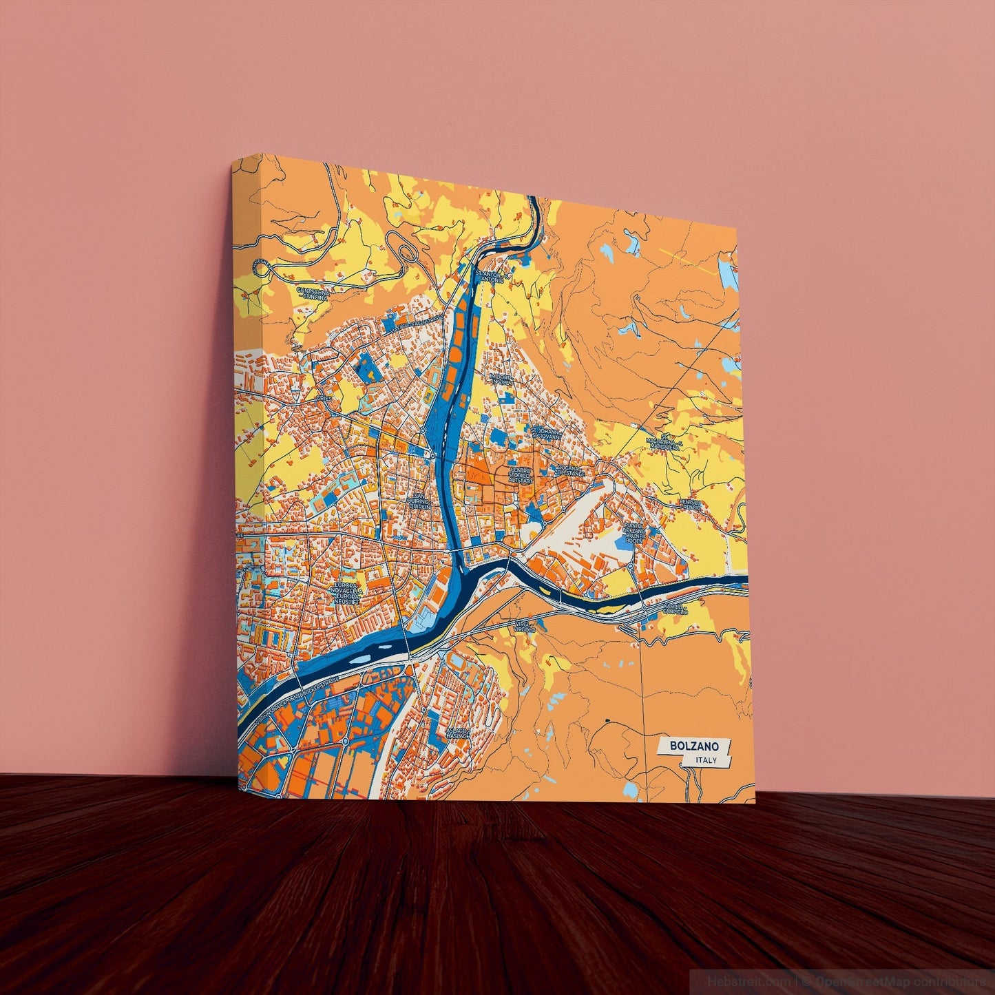 Bolzano Italy Colorful City Map Canvas Print