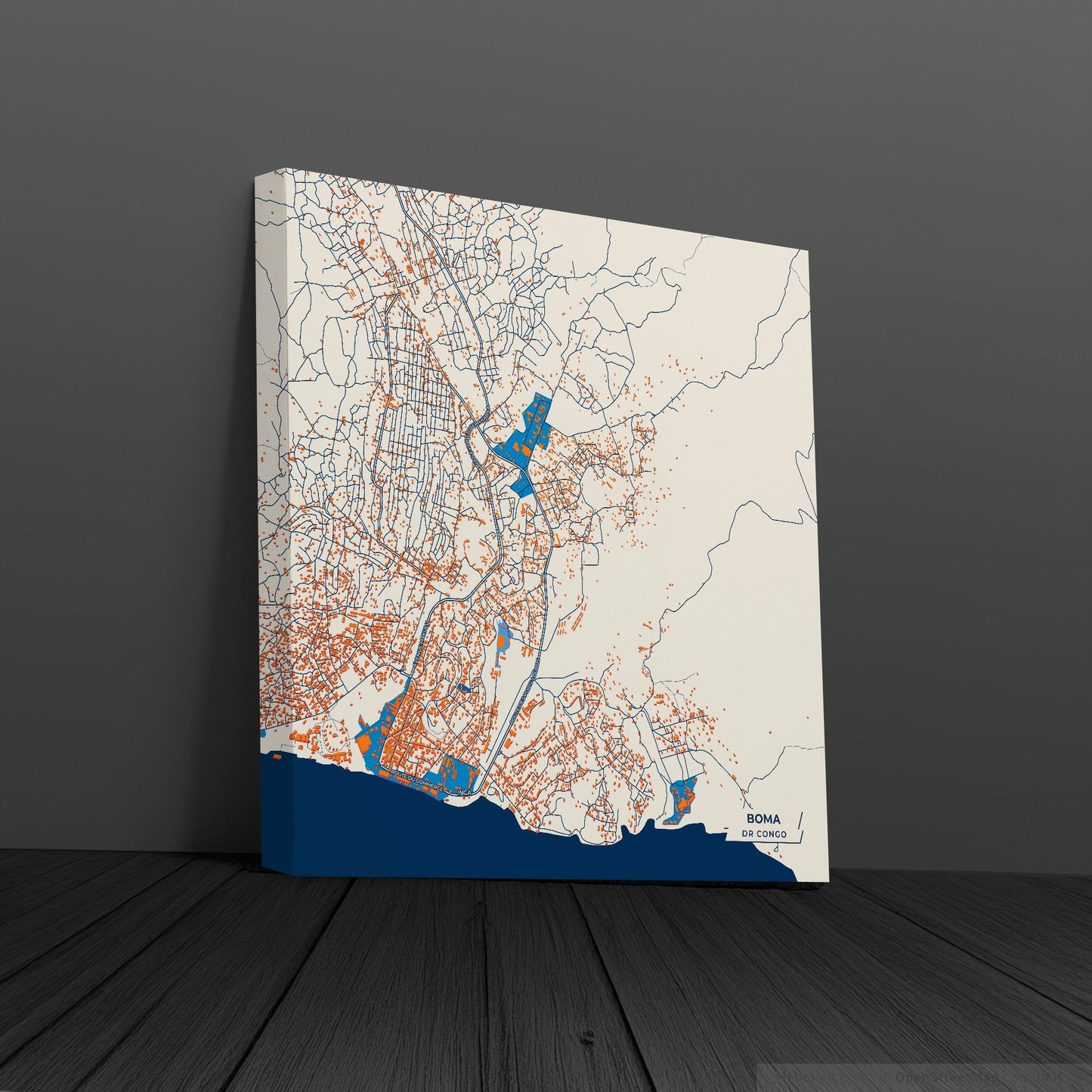 Boma Dr Congo Colorful City Map Canvas Print