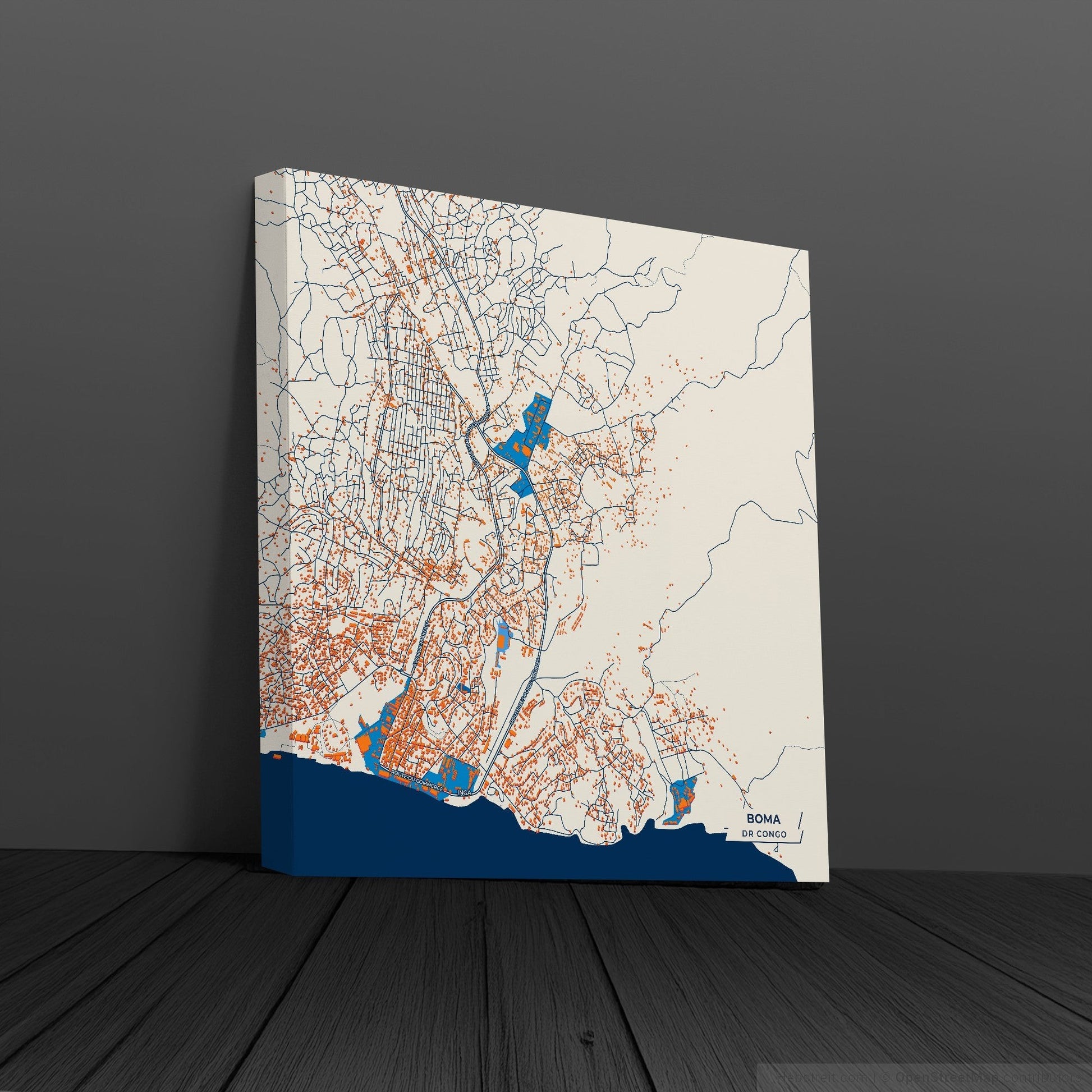 Boma Dr Congo Colorful City Map Canvas Print