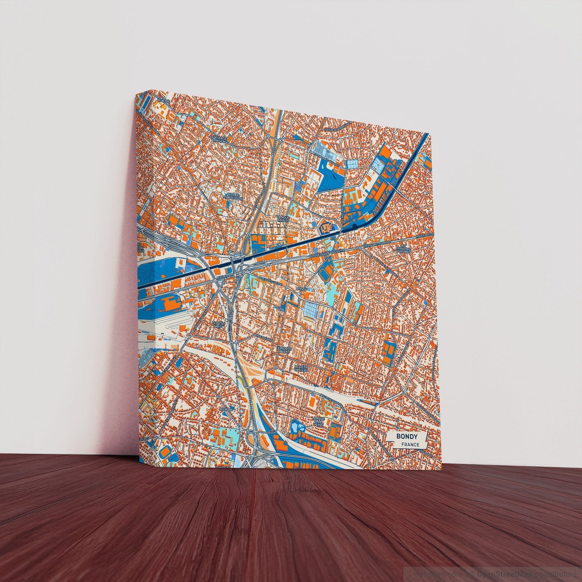 Bondy France Colorful City Map Canvas Print
