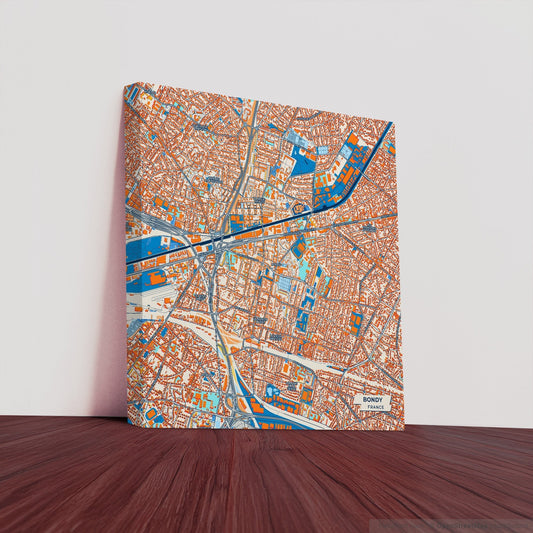 Bondy France Colorful City Map Canvas Print