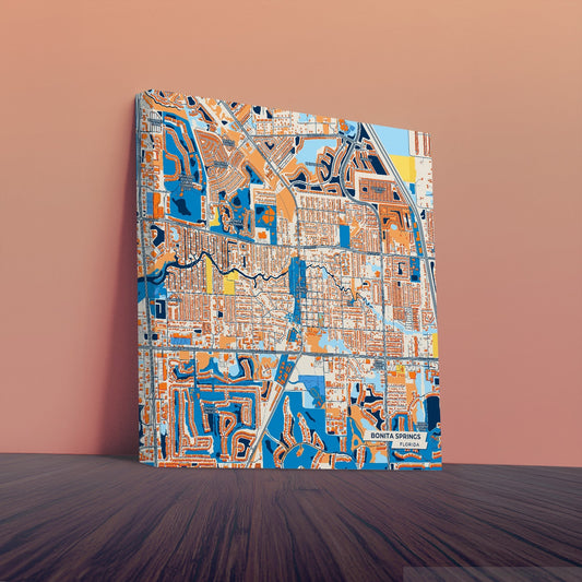 Bonita Springs Florida Colorful City Map Canvas Print