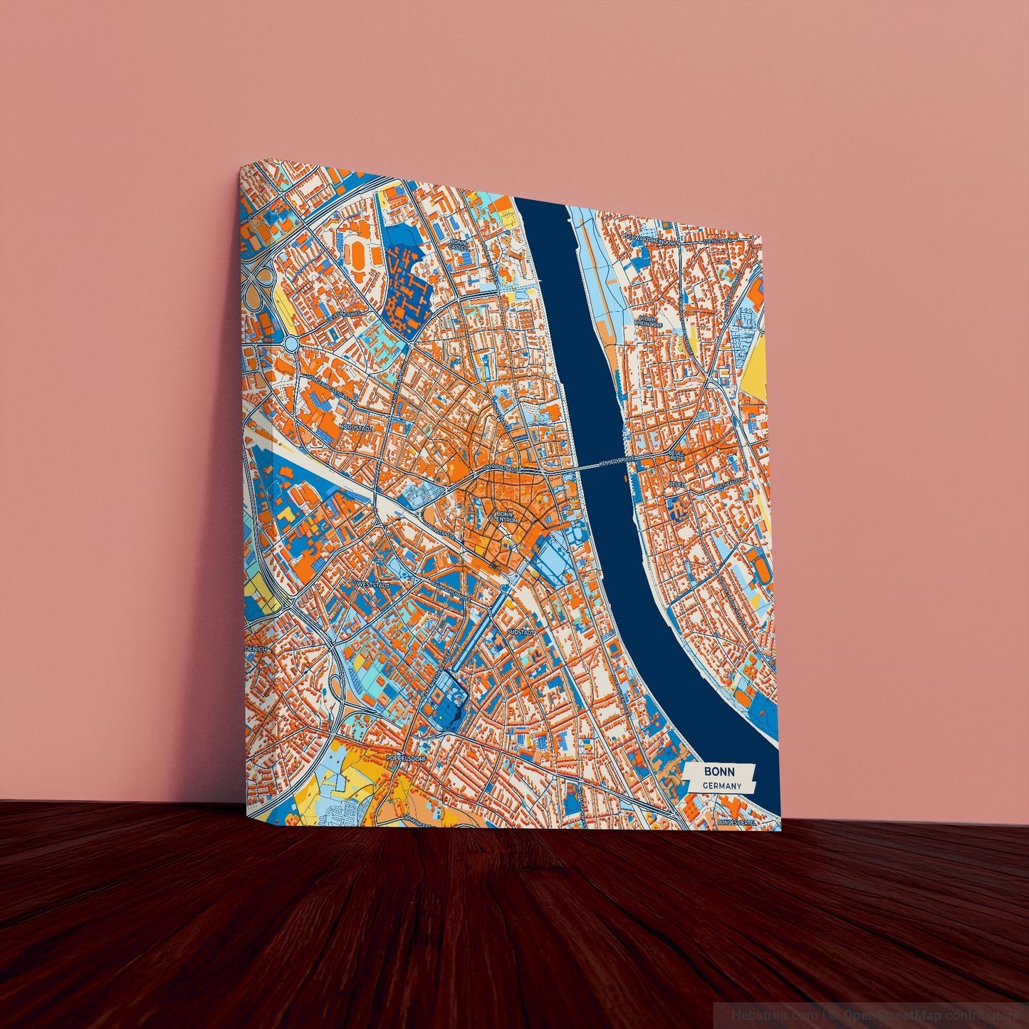 Bonn Germany Colorful City Map Canvas Print