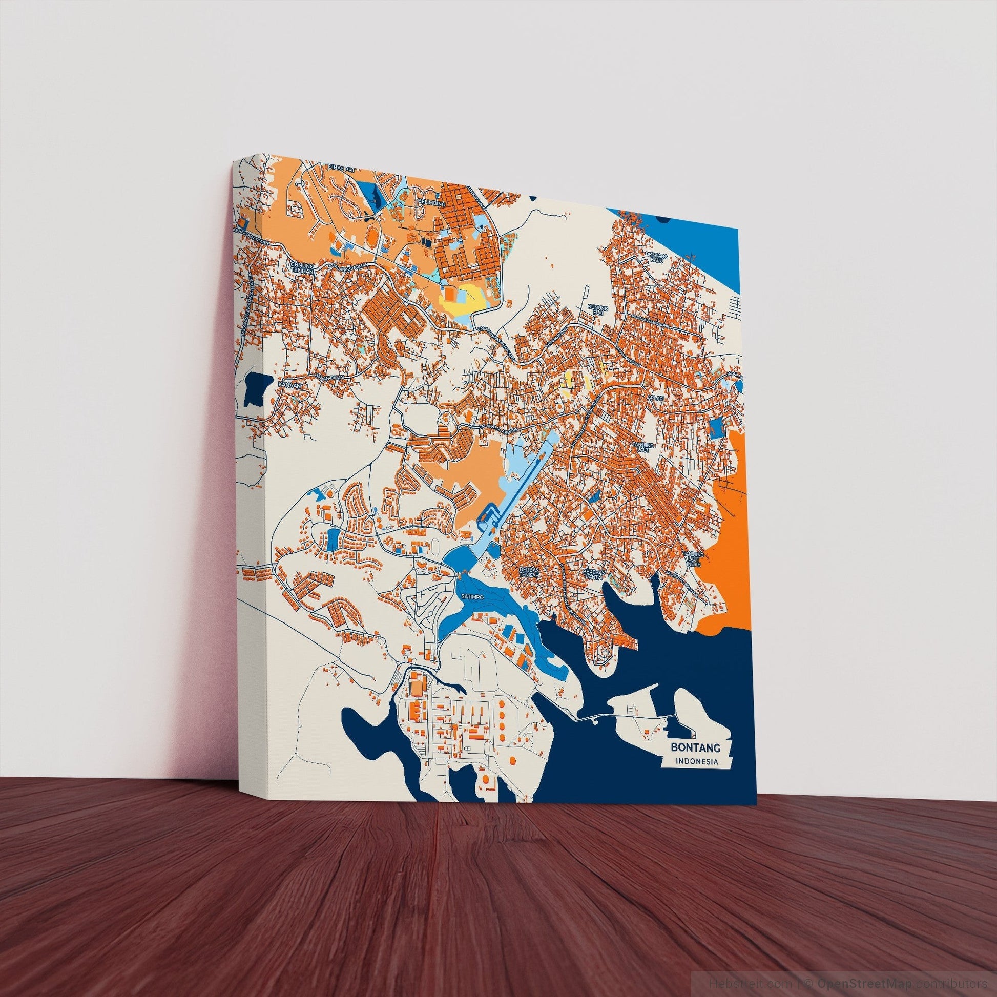 Bontang Indonesia Colorful City Map Canvas Print