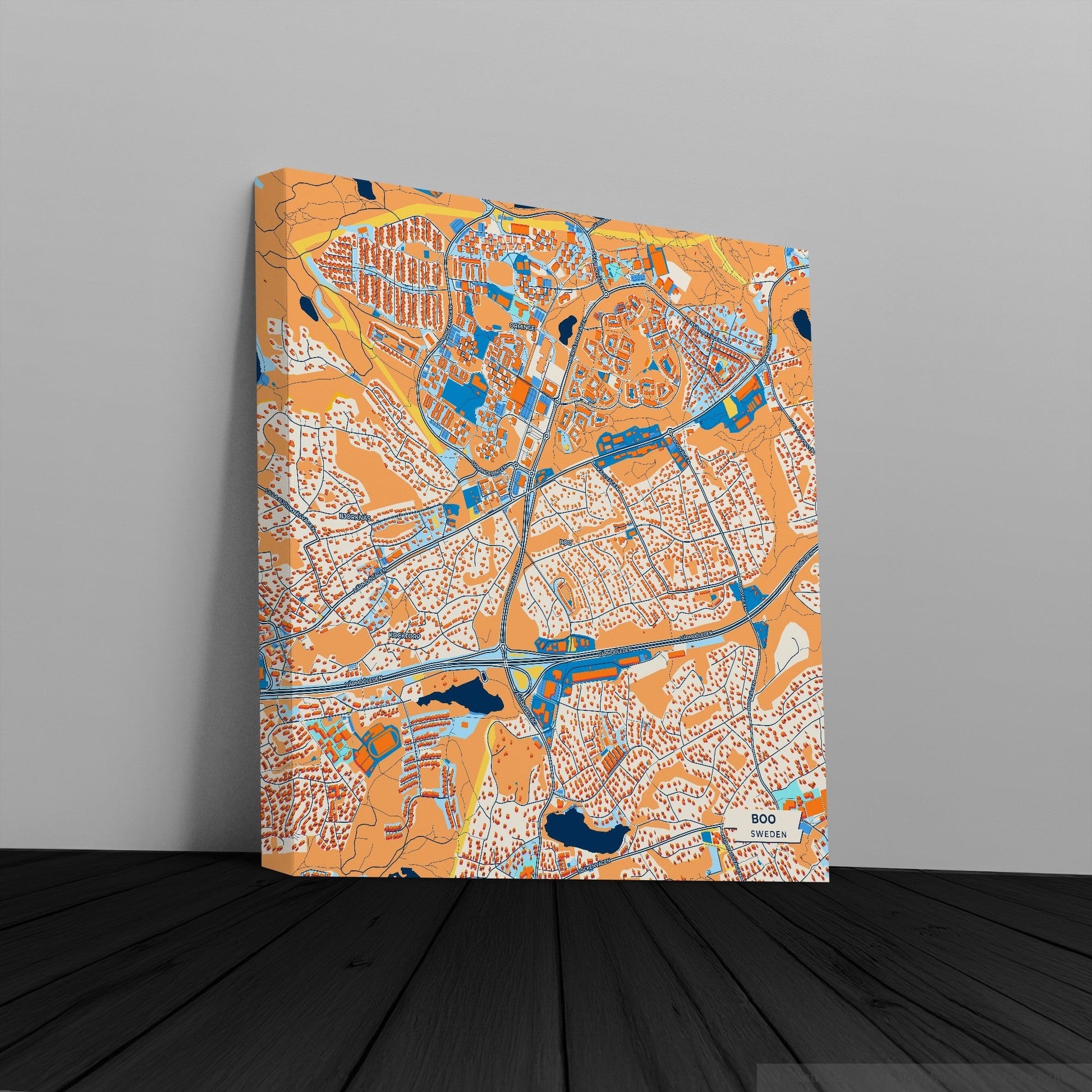 Bua Sweden Colorful City Map Canvas Print