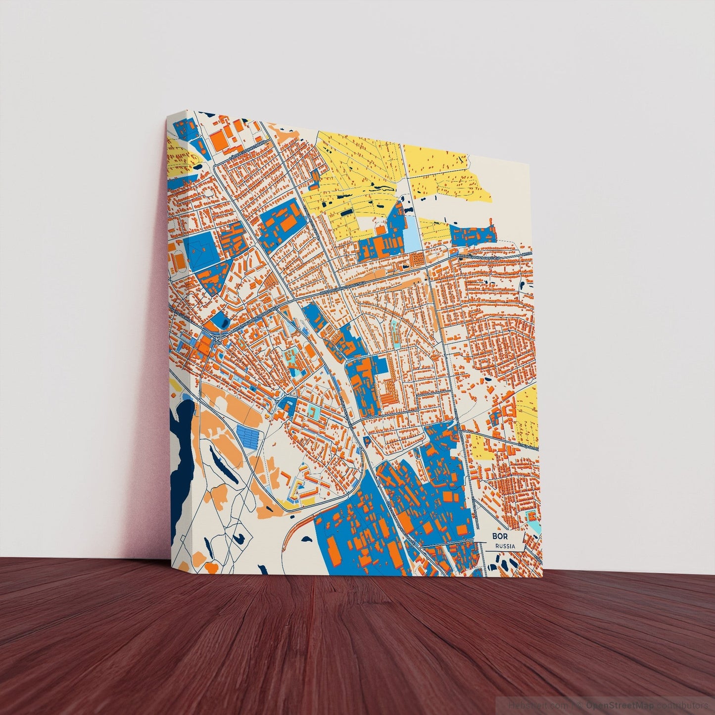 Бор Russia Colorful City Map Canvas Print
