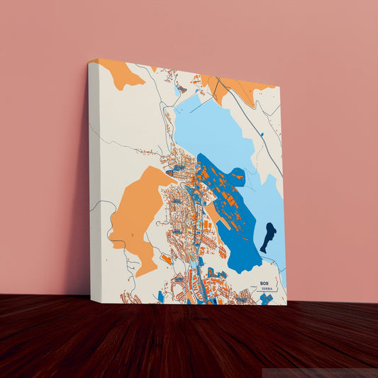 Бор Serbia Colorful City Map Canvas Print