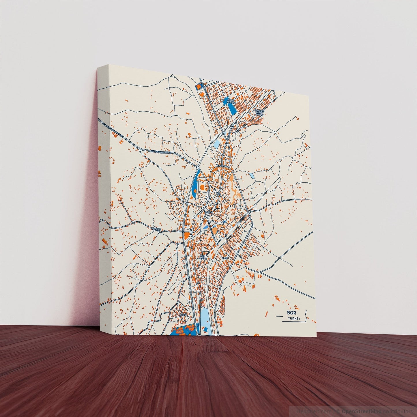 Bor Turkey Colorful City Map Canvas Print