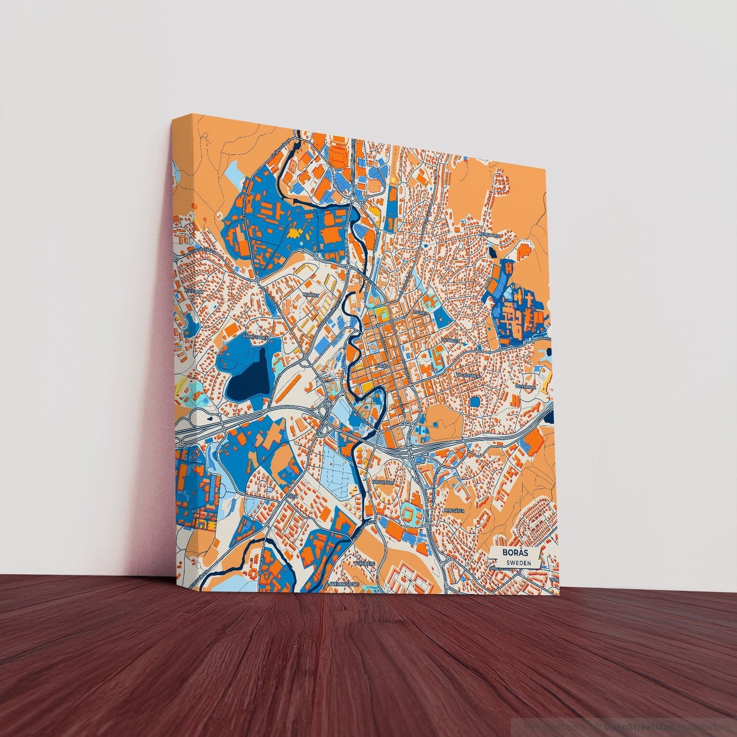 Borås Sweden Colorful City Map Canvas Print