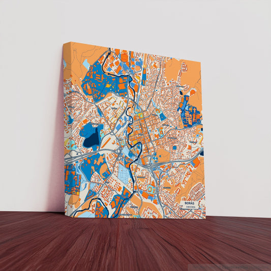 Borås Sweden Colorful City Map Canvas Print
