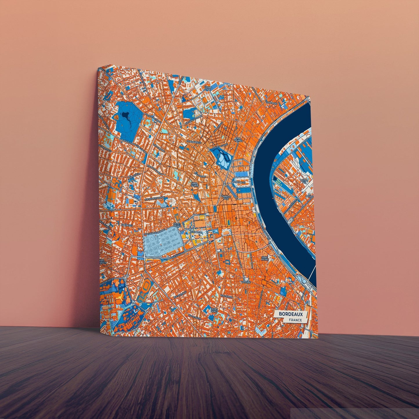 Bordeaux France Colorful City Map Canvas Print
