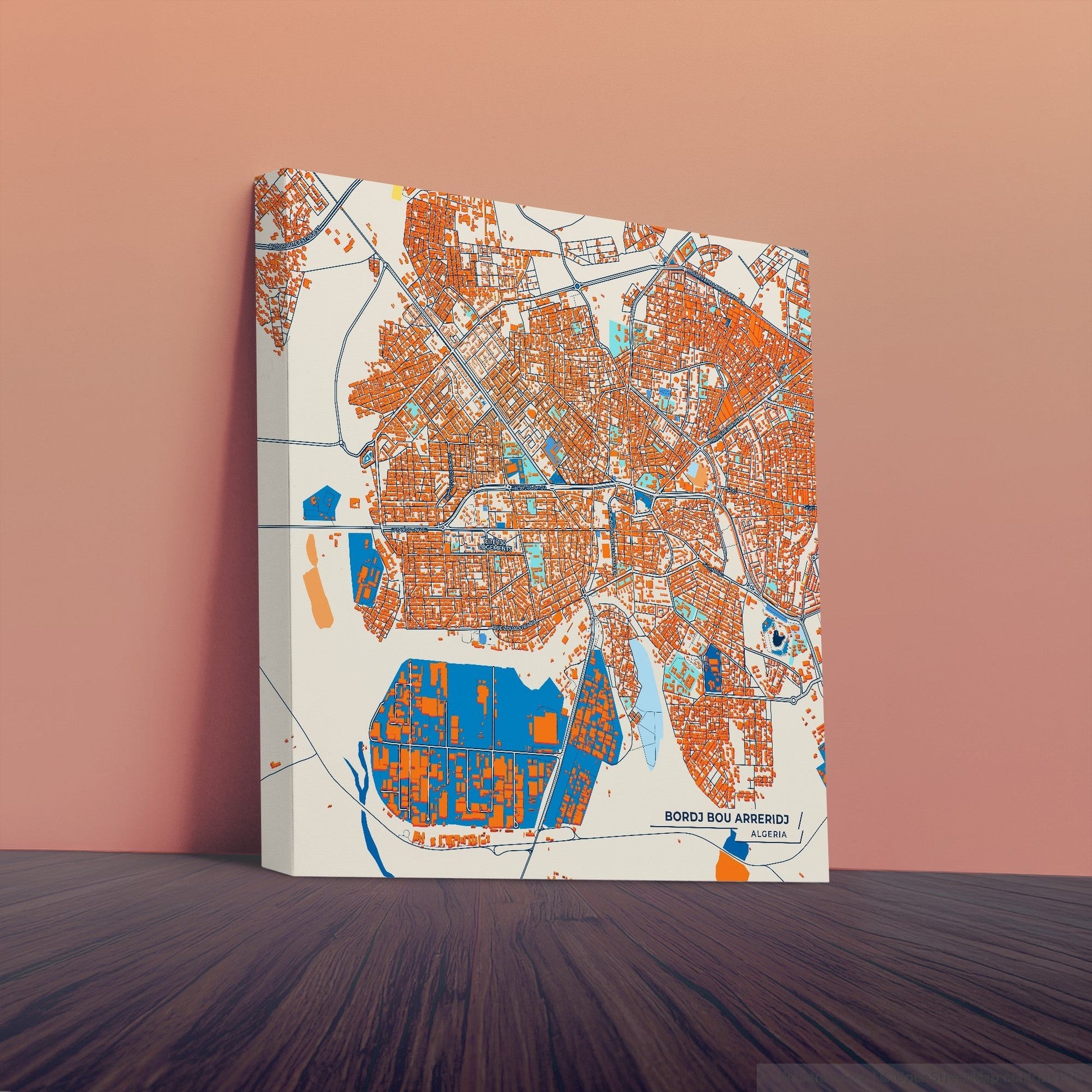 Bordj Bou Arreridj Algeria Colorful City Map Canvas Print