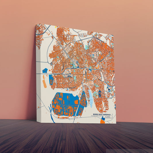 Bordj Bou Arreridj Algeria Colorful City Map Canvas Print