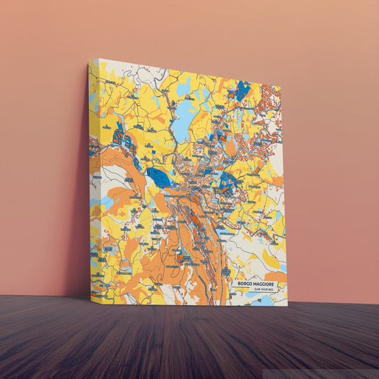 Borgo Maggiore San Marino Colorful City Map Canvas Print