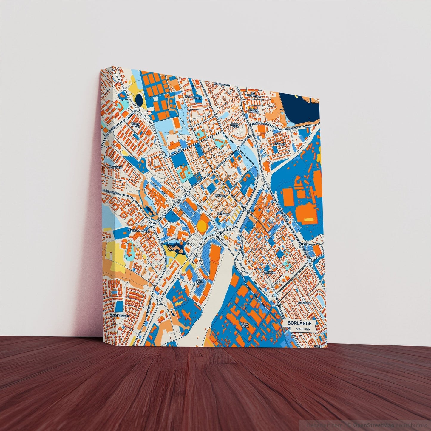 Borlänge Sweden Colorful City Map Canvas Print