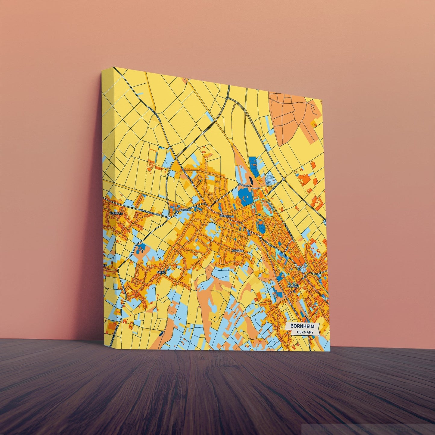 Bornheim Germany Colorful City Map Canvas Print