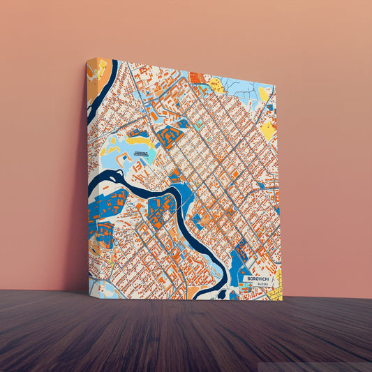 Боровичи Russia Colorful City Map Canvas Print